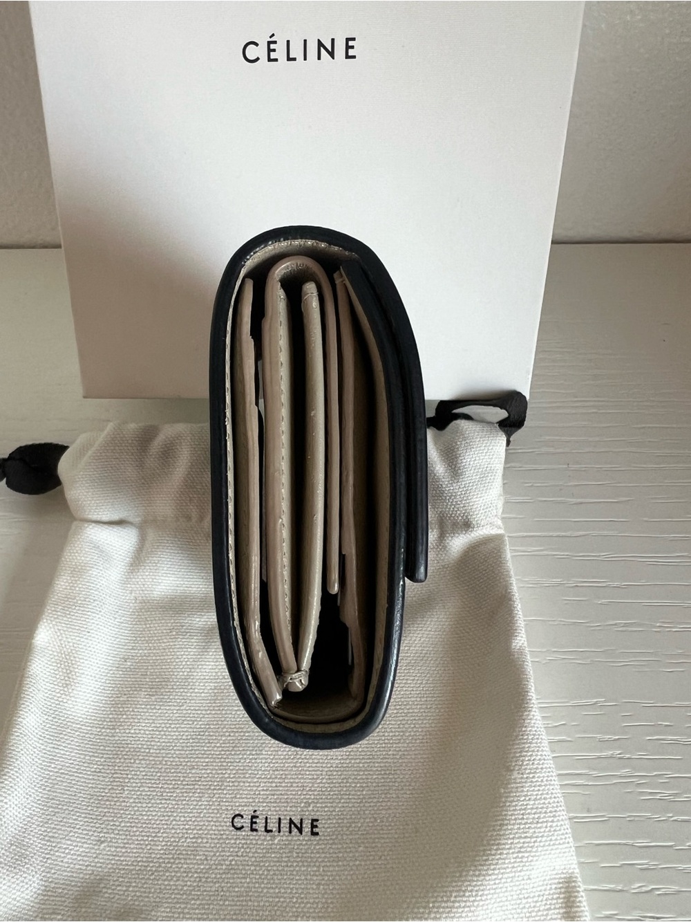 Celine Black Pebbled Leather Compact Wallet - Picture 5 of 13